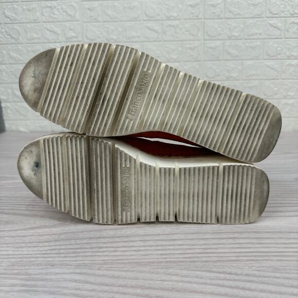Franco Sarto Serla 2 Shoes WMNS 8.5M Red Suede Perforated Wedge Loafer Jute Trim - Picture 7 of 8